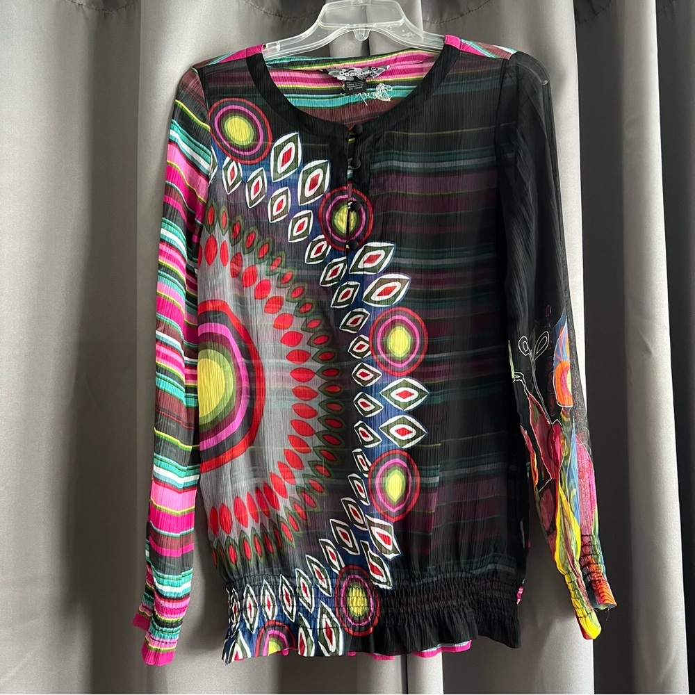 Desigual Sheer Black With Multi Pattern, Multi Co… - image 1